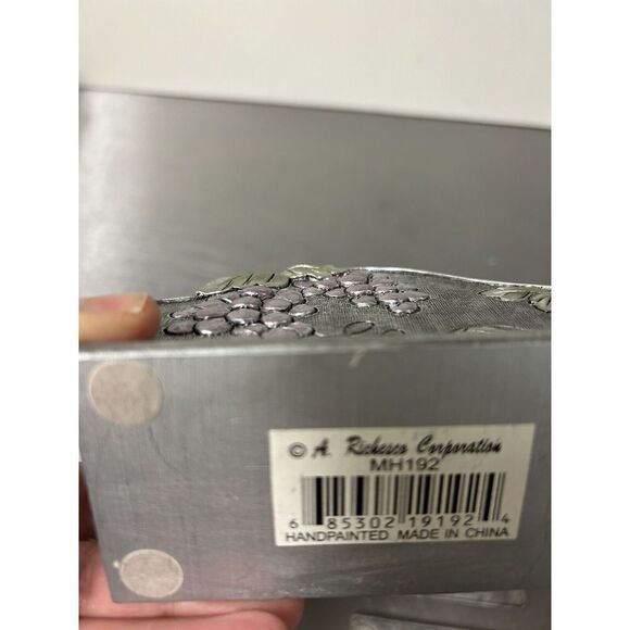 A. Richesco Corporation Metal Handpainted Raised Flower/Fruit Art Coaster Set - Picture 6 of 8